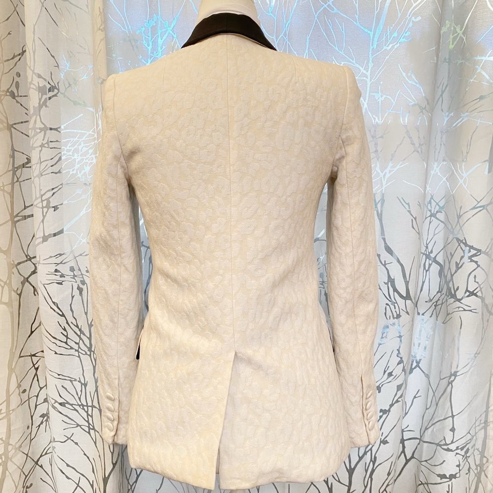 A.L.C ALC cream white black leopard print collar v-neck button up blazer jacket - Picture 5 of 10